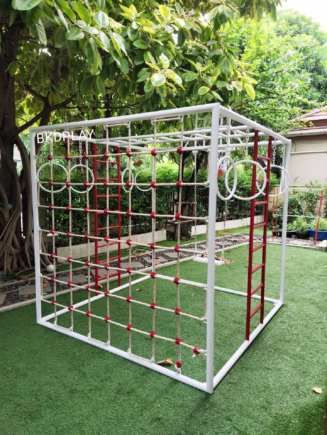 ลูกเต๋าปีนป่าย ชุดรวมปีนป่ายสี่เหลี่ยมA2 ปีนป่ายเชือก พร้อมบาร์โหน บาร์ไต่ ชิงช้า เครื่องเล่นสนามเหล็ก เครื่องเล่นสนามกลางแจ้ง OutdoorPlayground
