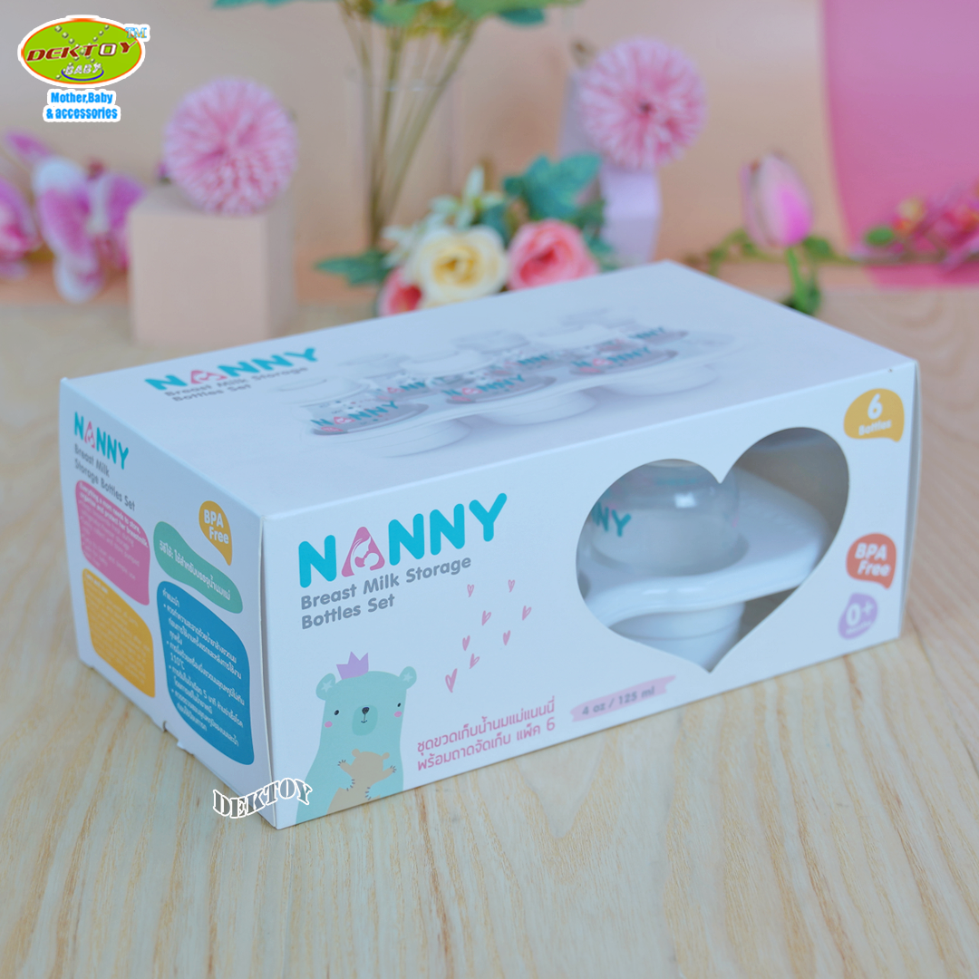NANNY แนนนี่ ขวดเก็บน้ำนมแนนนี่4ออนซ์แพ็ค6ขวด พร้อมถาดเรียง N2202