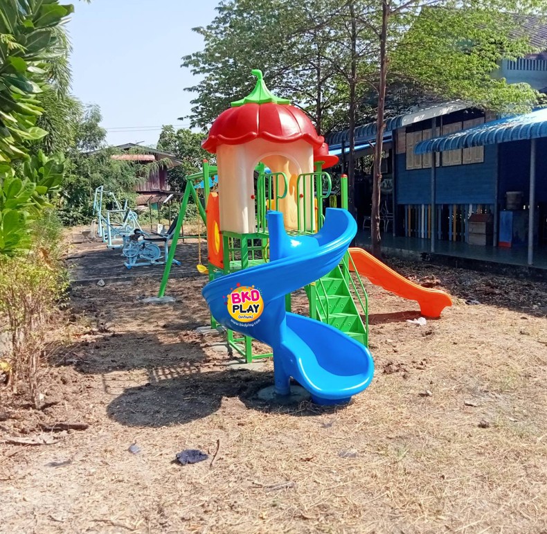 เครื่องเล่นสนาม ชุดบ้านมะเขือเทศ,สไลเดอร์, กระดานลื่น, ของเล่น,ครุภัณฑ์สนามเด็กเล่น, สพฐ,โครงการโรงเรียนประชารัฐ