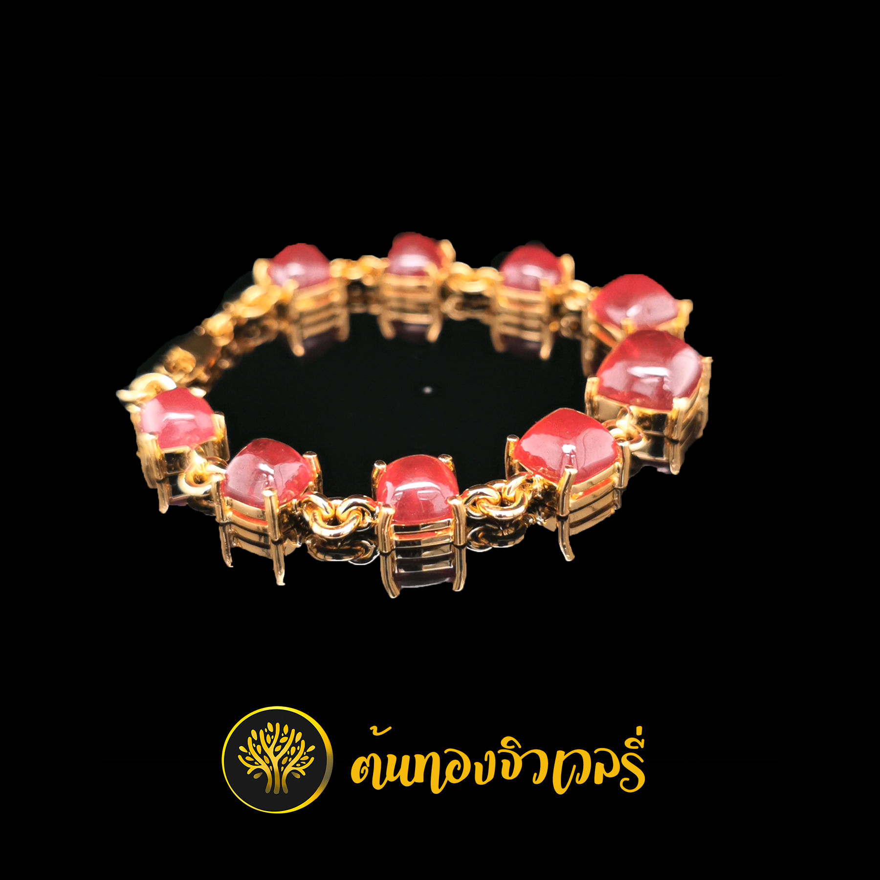 สร้อยข้อมือพลอยแดงทรง4เหลี่ยม