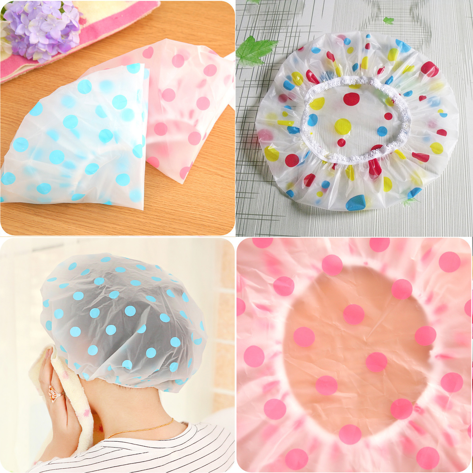 หมวกอาบน้ำ Set-1 พลาสติก PVC / PEVA / EVA หมวกคลุมผมอาบน้ำ ป้องกันผมเปียก ใส่ย้อมผม