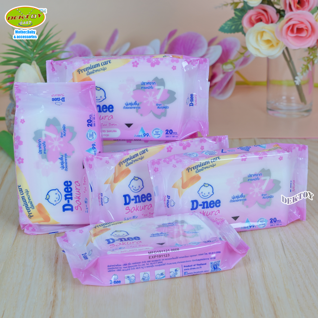 D-nee ดีนี่ ทิชชู่เปียกดีนี่ เบบี้ไวพส์ดีนี่ นิวบอร์น 20 ชิ้น ห่อเล็กขนาดพกพา