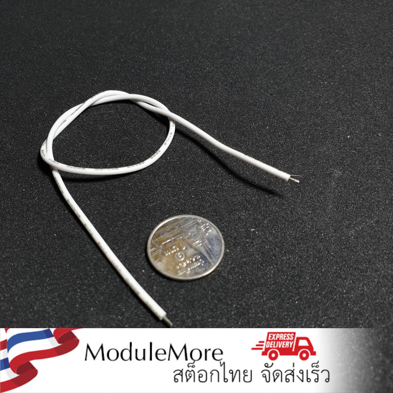 สายไฟซิลิโคนสีขาว 22AWG 30cm 1 เส้น White silicone wire 22AWG 30cm 1 wire