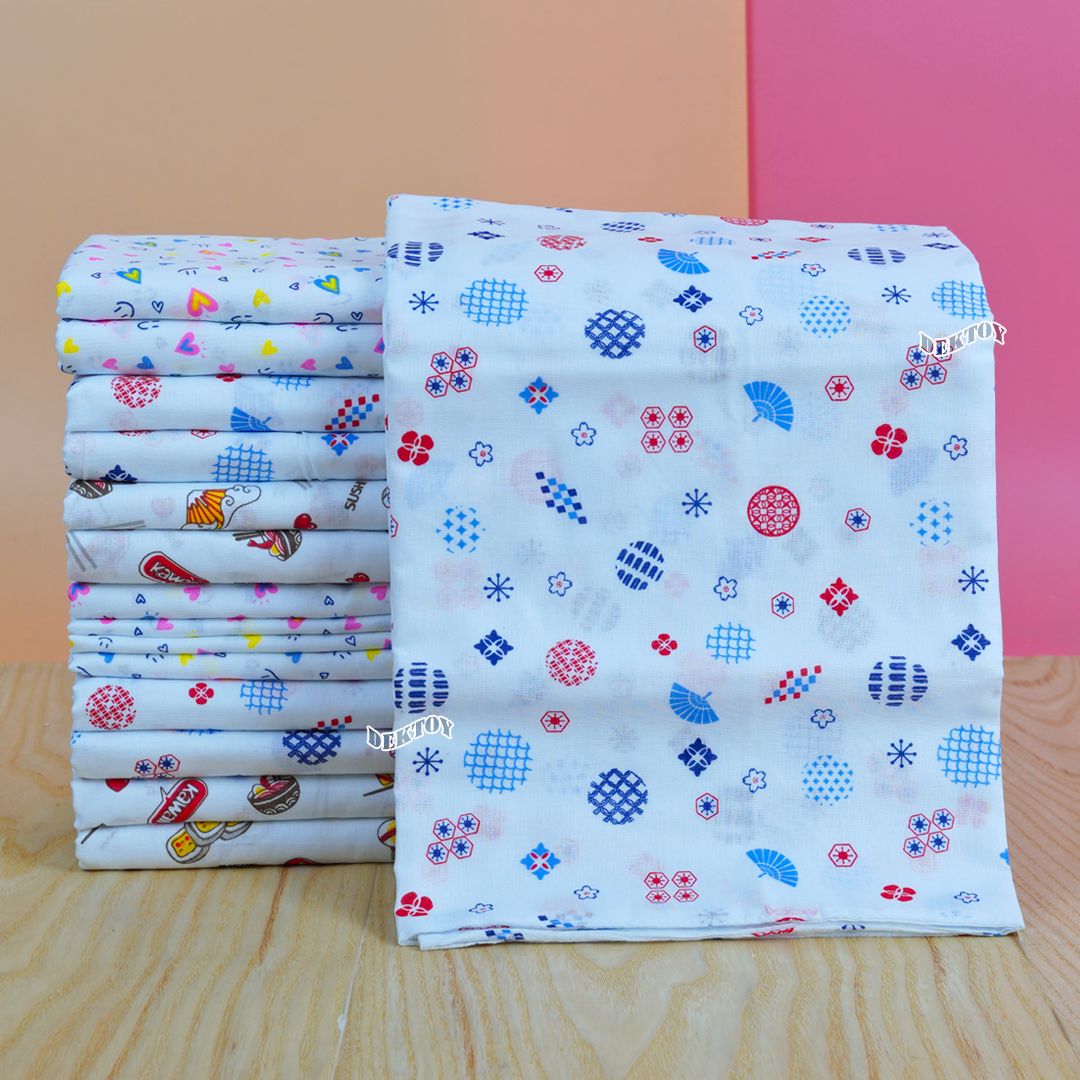 Babyplay เบบี้เพลย์ ผ้าอ้อมสาลู2ชั้นเกรดA แพ็ค12ผืน ลายหัวใจ