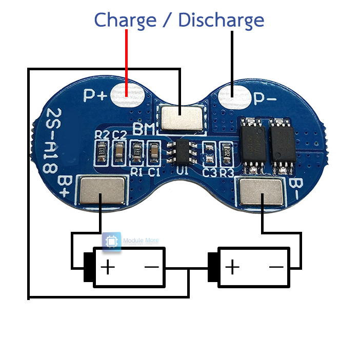 BMS 2S-6S module for 18650 and lithium polymer with battery protection anti-overcharge and over-discharge
