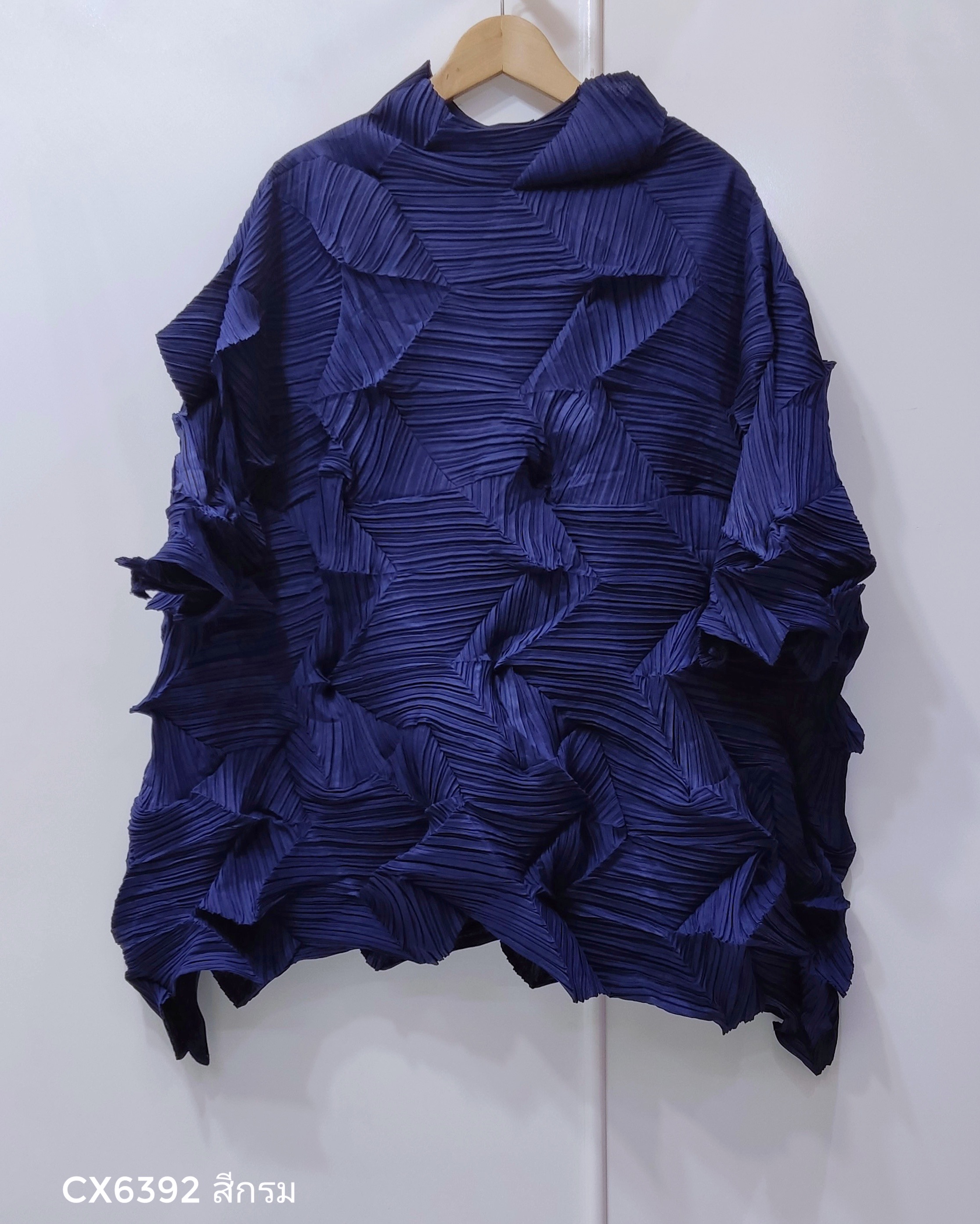 อกถึง60 ยาว31นิ้ว 2MUAY รุ่น CX6392 เสื้อพลีทคุณภาพ HIGH NECK ZIG ZAG PLEATED TOP 10 สี FREE SIZE