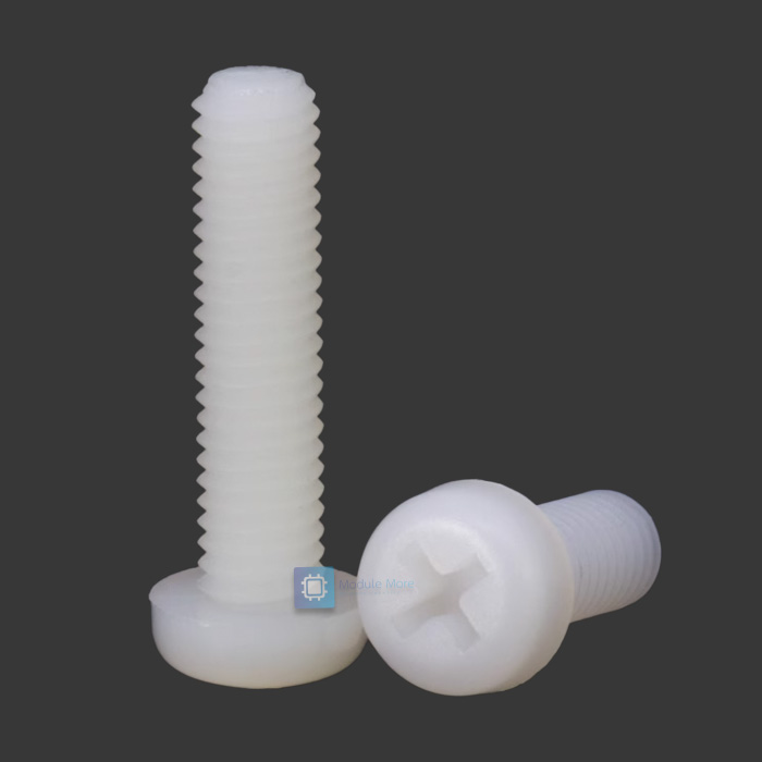 [ 5 ชิ้น ] สกรูพลาสติกหัวแฉก ฟิลลิป M3 Nylon Screw Round Phillips pan Head 1 ชุดมี 5 ชิ้น