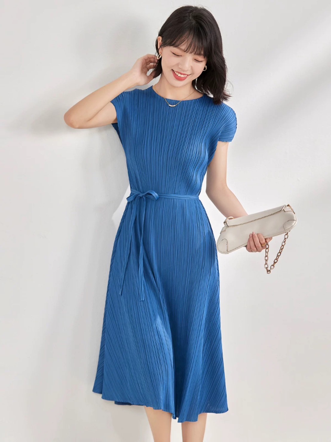 2MUAY รุ่น GJO7937 FLARED PLEAT DRESS เดรสอัดพลีทงานคุณภาพ 7สี FREE SIZE