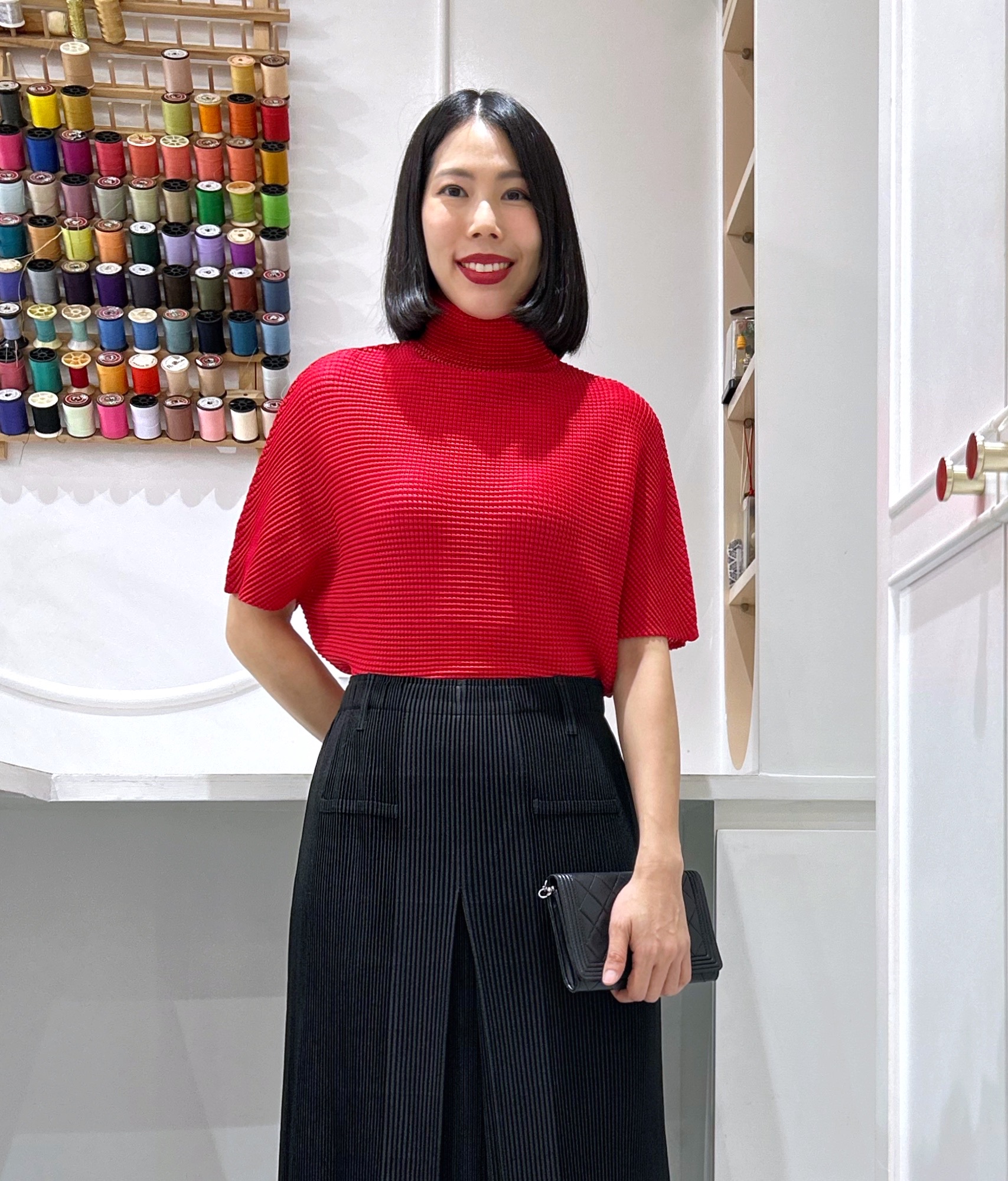 2MUAY รุ่น GJO10336 เสื้ออัดพลีท SQUARE PLEATED TOP WITH FOLD OVER NECK 8 สี FREE SIZE