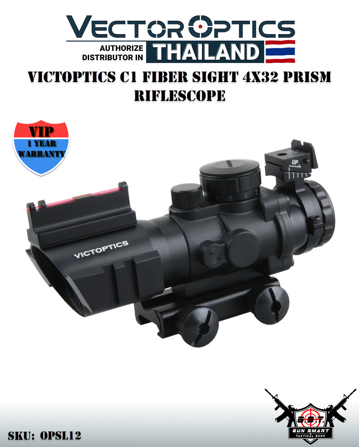 VICTOPTICS C1 FIBER SIGHT 4X32 PRISM RIFLESCOPE