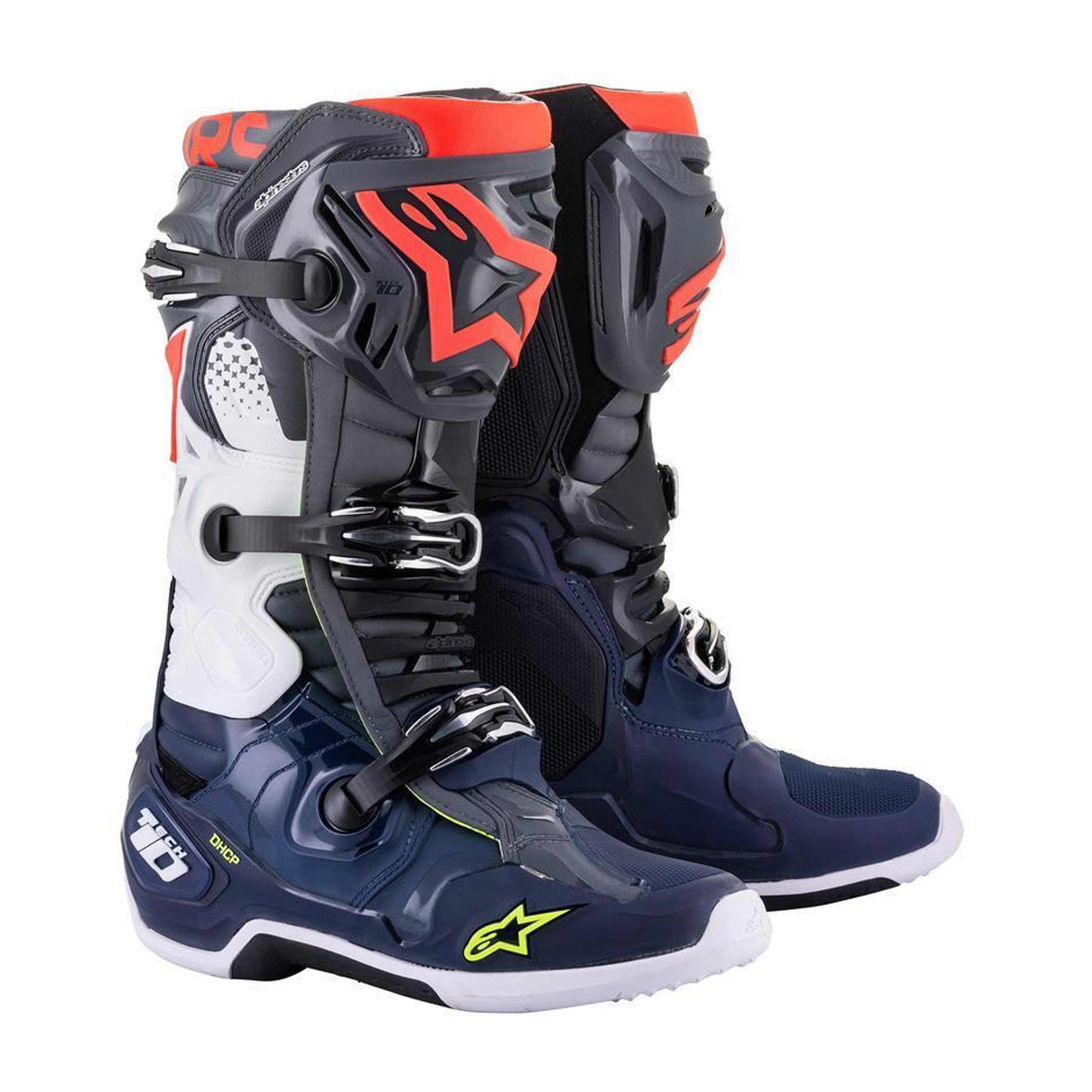 รองเท้า Alpinestars Tech 10 Boot - Dark Gray Dark Blue Fluo Red