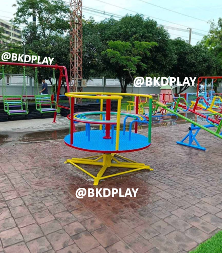 เครื่องเล่นสนามกลางแจ้ง เหล็ก คอกหมุน ปรับใหม่ตามมาตรฐาน มอก. Outdoor Playground, ม้าหมุนเหล็ก ราคาโรงงาน ผลิตในไทย