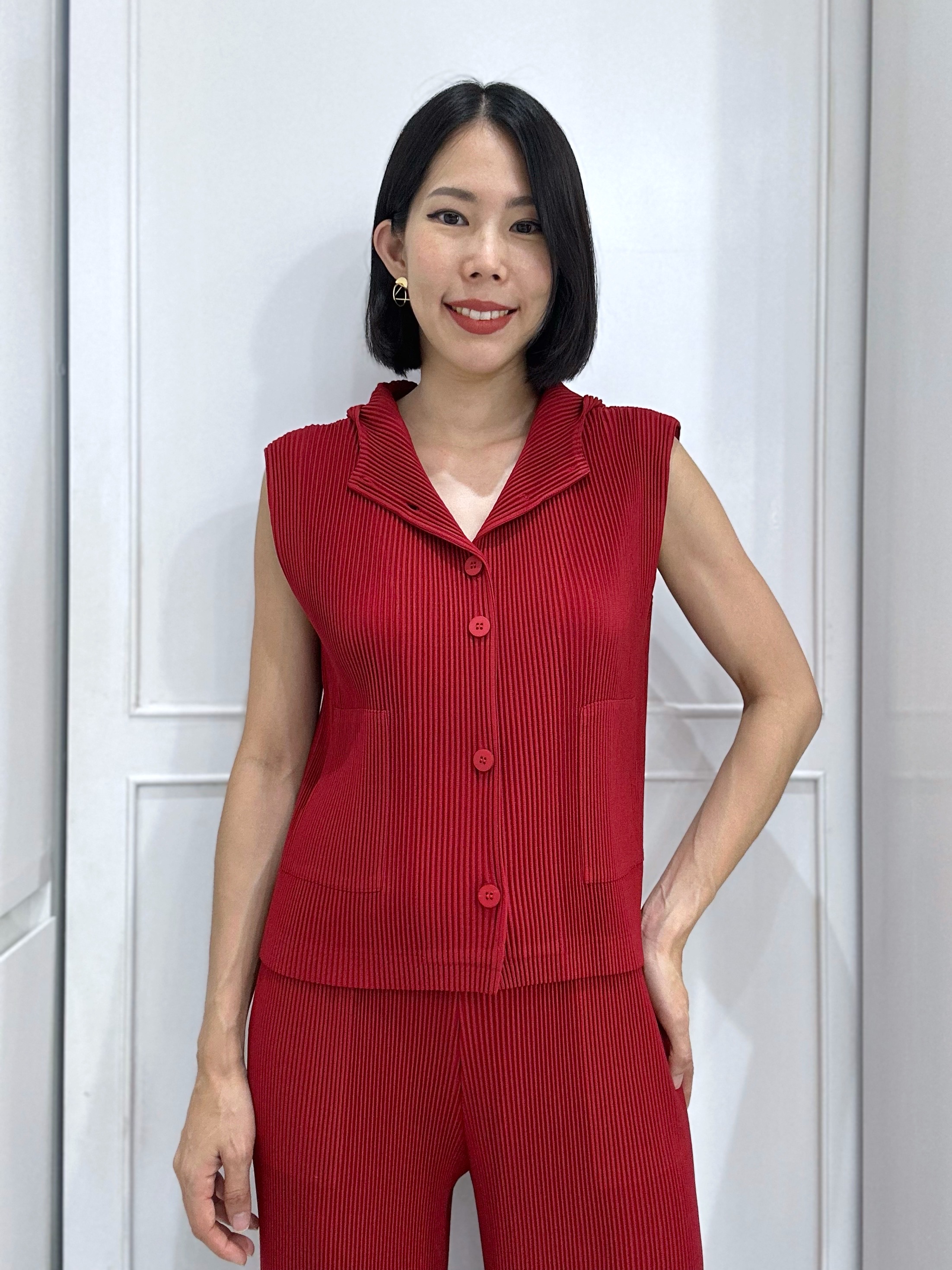 2MUAY รุ่น GJO5103-9 เสื้อพลีทคุณภาพ THICK SLEEVELESS HOODED PLEATED TOP 8 สี FREE SIZE