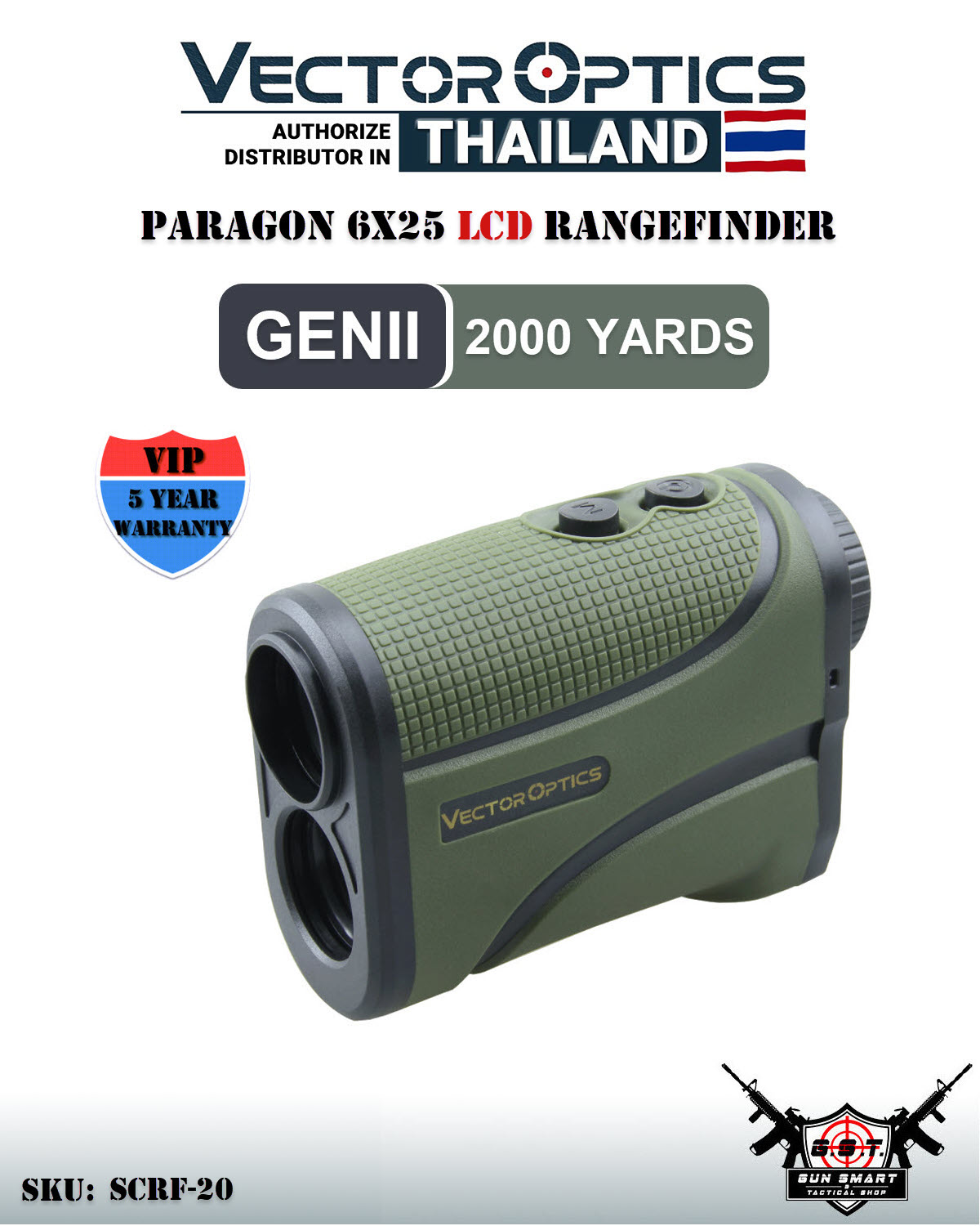 PARAGON 6X25 LCD RANGEFINDER GENII (2000 YARDS)