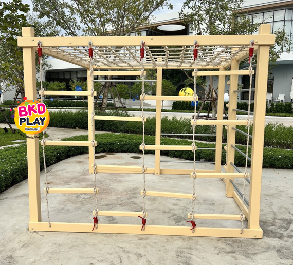 ปีนป่ายไม้ ปีนป่ายเชือก,ของเล่นสนาม,เครื่องเล่นสนามไม้ ไม้เนื้อแข็งอย่างดีผลิตในไทย งานกลางแจ้ง