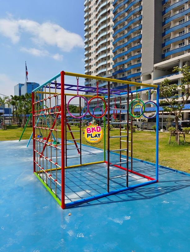 ชุดลูกเต๋า ปีนป่ายรวมA พร้อมบาร์โหน บาร์ไต่ ปีนป่ายเชือก เครื่องเล่นสนามเหล็ก เครื่องเล่นสนามกลางแจ้ง OutdoorPlayground