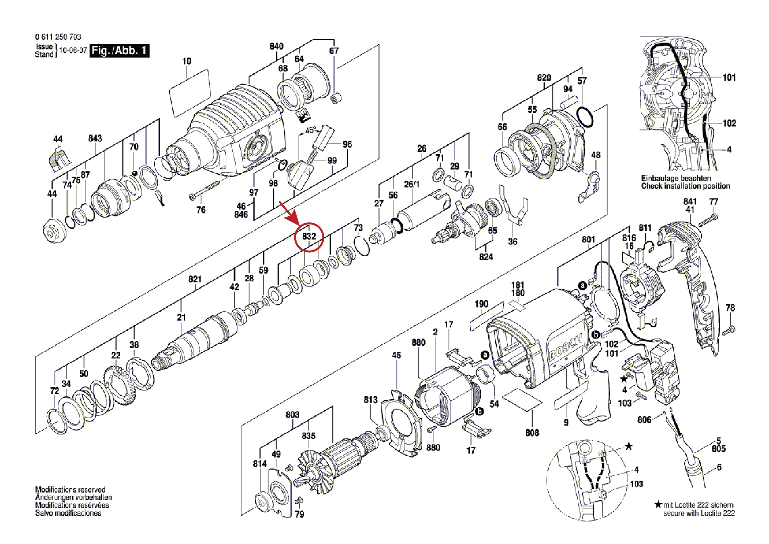ชุดแหวนแกนกระแทก (แท้) สว่านโรตารี่ Bosch บอช รุ่น GBH 2-22RE #832 (1617000529) (อะไหล่แท้ 100%) GUIDE SLEEVE