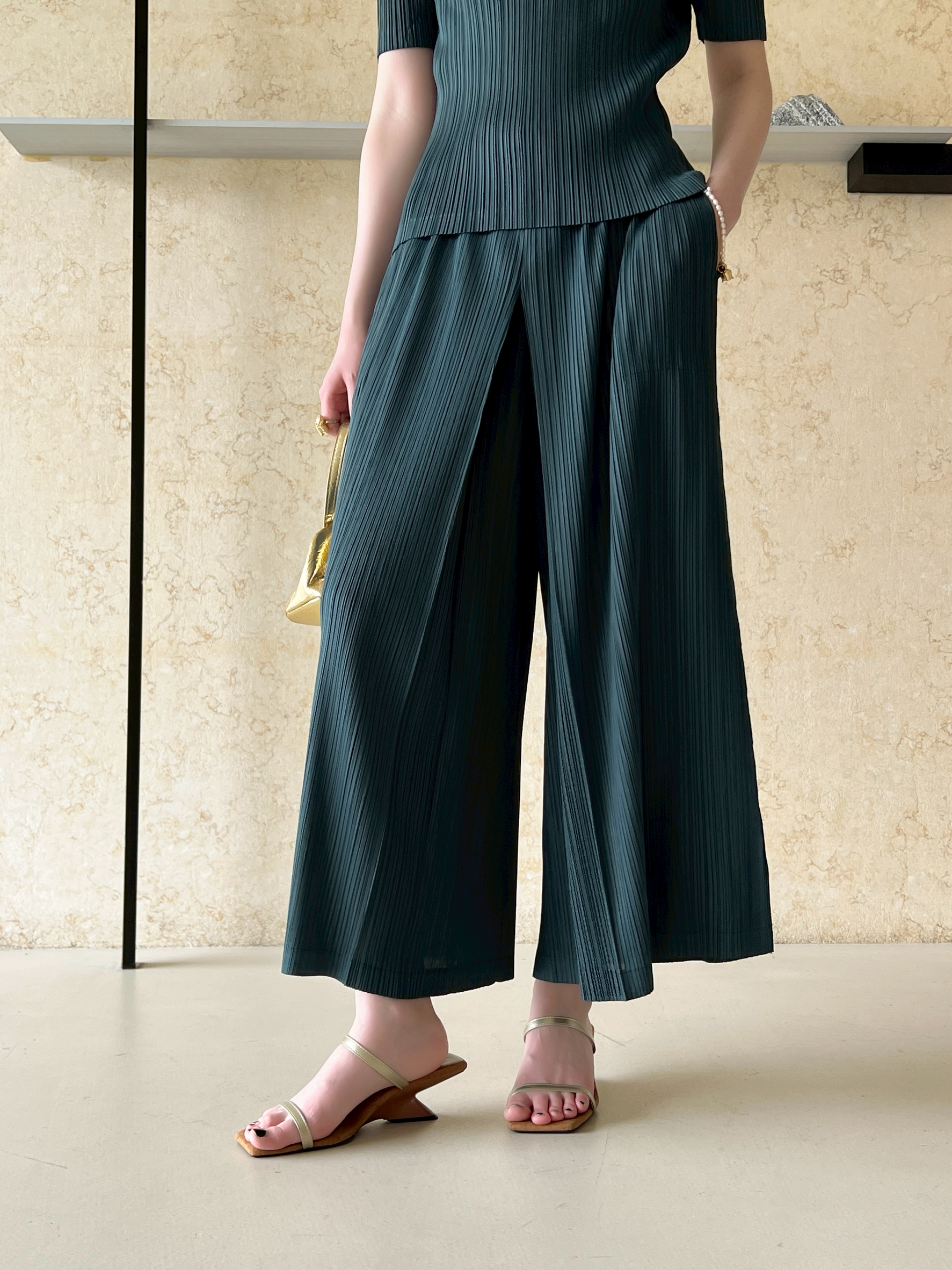 ปรับราคาลง20%!! ยาว 35นิ้ว!! 2MUAY รุ่น GJO11080 กางเกงอัดพลีท CULOTTE WIDE LEG PLEATED PANTS 8 สี FREE SIZE