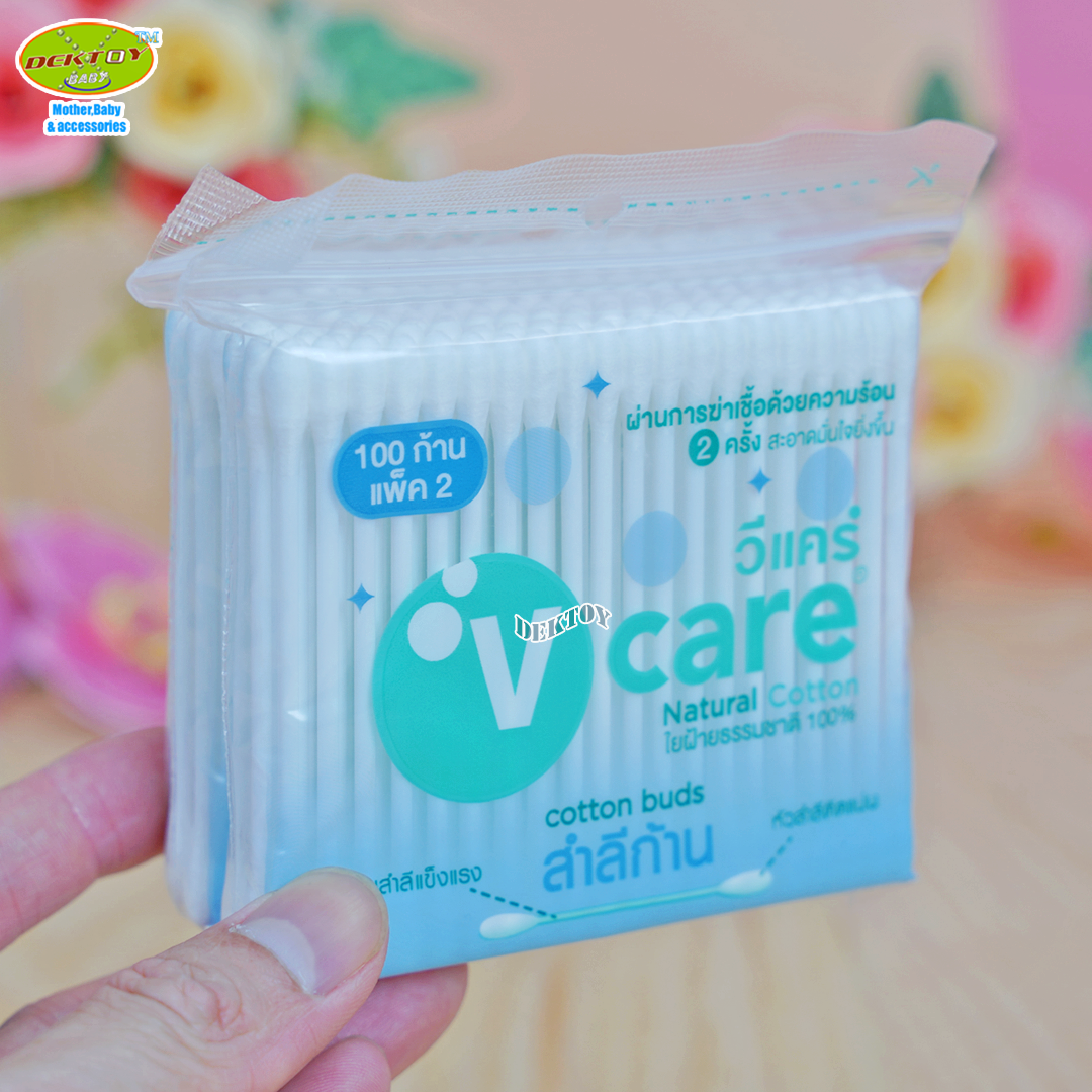 V care วีแคร์ สำลีก้านมาตฐาน 100 ก้าน แพ็ค2ห่อ