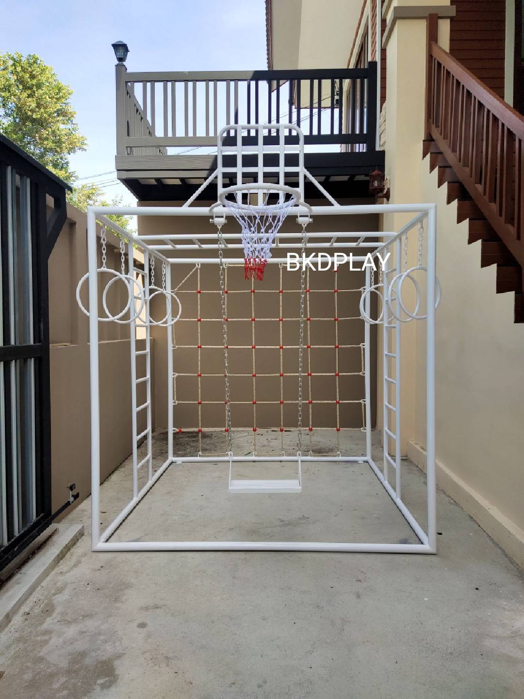 ลูกเต๋าปีนป่าย ชุดรวมปีนป่ายสี่เหลี่ยมA2 ปีนป่ายเชือก พร้อมบาร์โหน บาร์ไต่ ชิงช้า เครื่องเล่นสนามเหล็ก เครื่องเล่นสนามกลางแจ้ง OutdoorPlayground