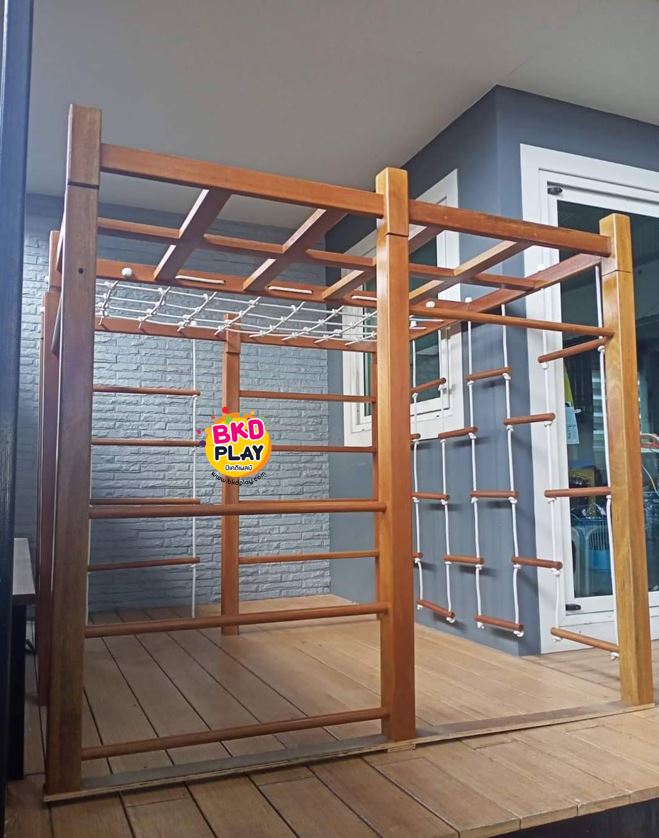 ชุดสวนสนุกเด็ก ปีนป่าย เครื่องเล่นสนามกลางแจ้ง เครื่องเล่นสนามไม้ ไม้เนื้อแข็ง wood playground