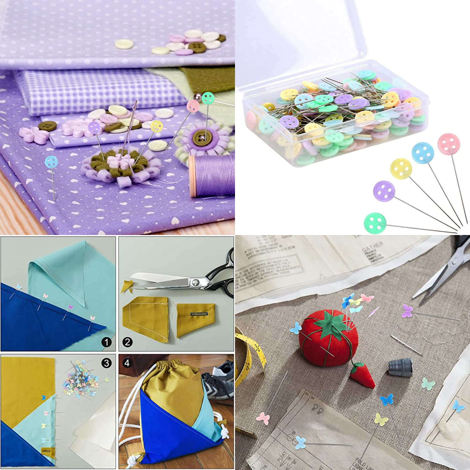 อุปกรณ์เย็บผ้า มี3สินค้า ชุดเชตกล่องเย็บผ้า10ชิ้น / กรรไกรตัดด้าย / เข็มหมุด100ชิ้น วัสดุคุณภาพ ดีไซน์น่ารัก