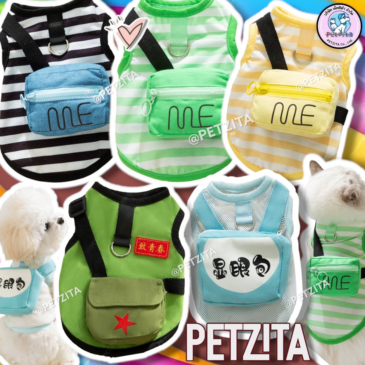 🇹🇭พร้อมส่ง🇹🇭 🐶🎽 เสื้อแขนกุดสุดเท่ห์ งานป้ายแบรนด์ เสื้อผ้าสัตว์เลี้ยง สุนัข หมา แมว