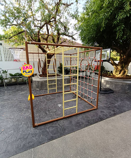 ลูกเต๋าปีนป่าย ชุดรวมปีนป่ายสี่เหลี่ยมA2 ปีนป่ายเชือก พร้อมบาร์โหน บาร์ไต่ ชิงช้า เครื่องเล่นสนามเหล็ก เครื่องเล่นสนามกลางแจ้ง OutdoorPlayground