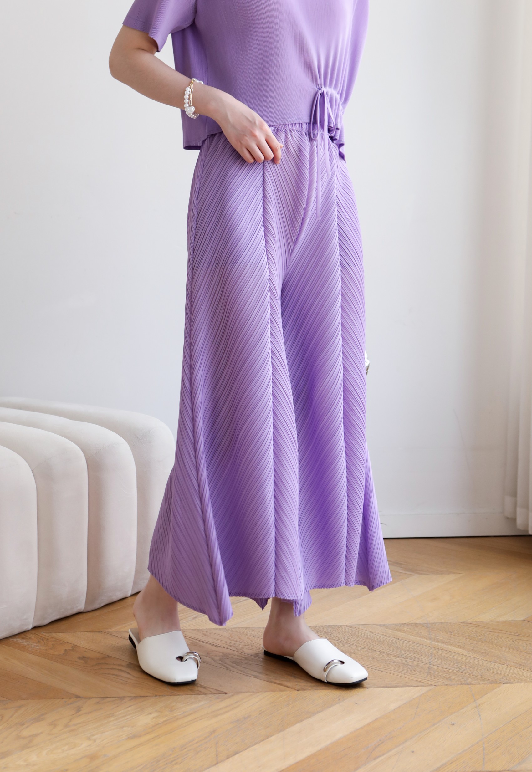 ปรับราคาลง20%!! ยาว 35 นิ้ว! 2MUAY รุ่น GJO1056 กางเกงพลีทคุณภาพ FLARE PLEATED PANTS 10 สี FREE SIZE