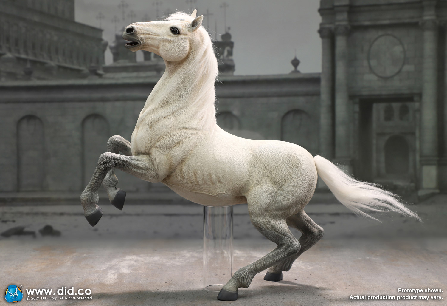 [พร้อมส่ง] "DID 1/6 : Emperor of French - E60078 : White War Horse (Prancing) (ม้าพยศไม่มีจุดขยับ)"