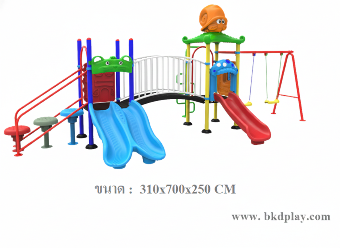 ชุดหอปลาหมึก+ปีนป่าย +ชิงช้า2ที่นั่ง เครื่องเล่นสนาม กลางแจ้ง เหล็ก, สไลเดอร์ ของเล่น สนามเด็กเล่น สั่งผลิต 10-20 วัน ขนาด310x700x250 ซม.
