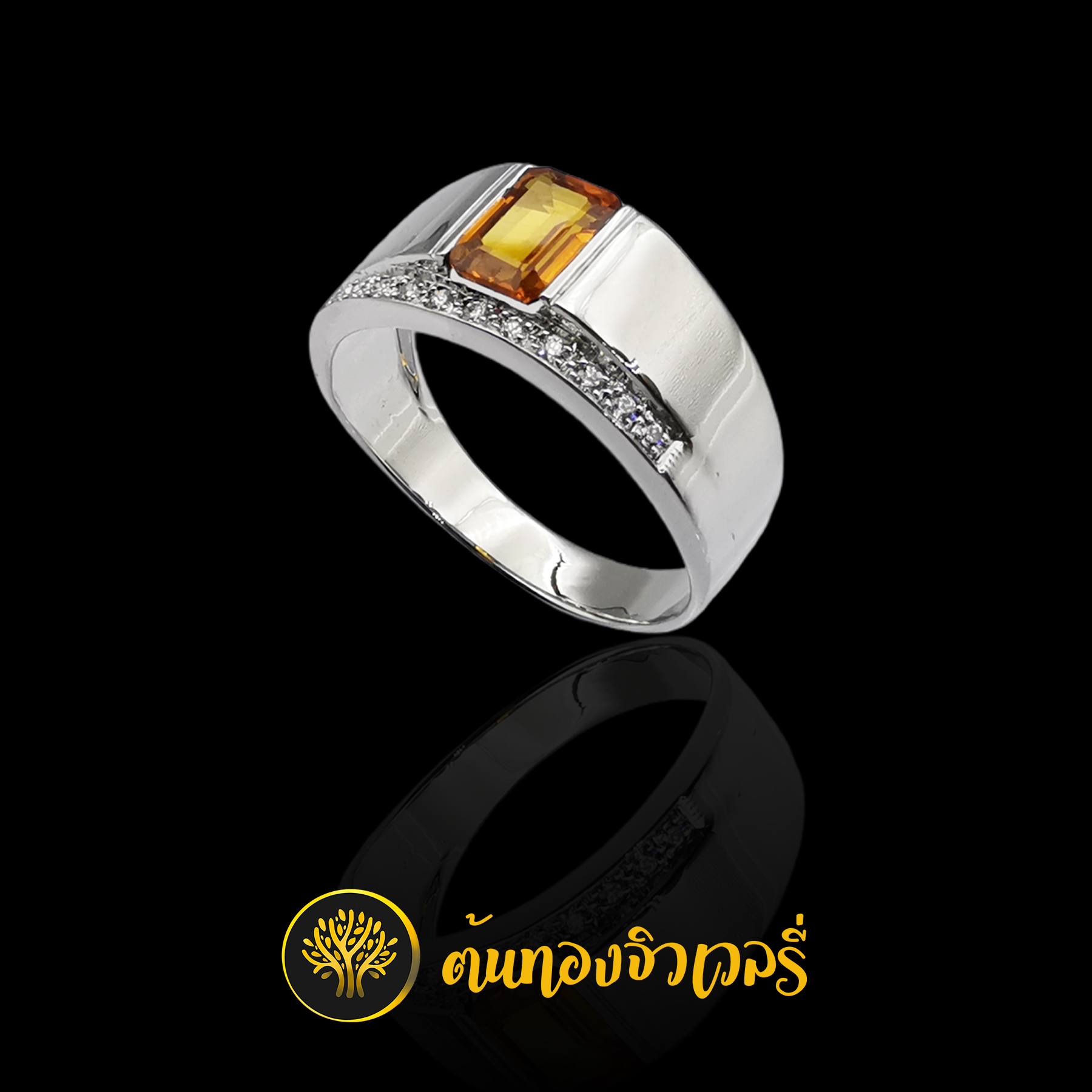 แหวนเงิน พลอยบุษราคัม เพชรแถว สวยๆ น่ามองครับ