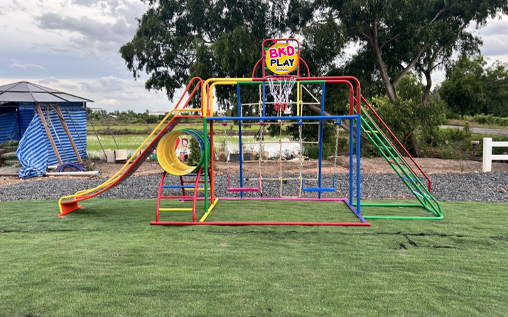 ชุดรวม E เชือกถักใหญ่ ประกอบด้วยสไลเดอร์ชิงช้าปีนป่ายแป้นบาสและถังลอดถ้ำ กระดานลื่นเหล็ก เครื่องเล่นสนามกลางแจ้ง เครื่องเล่นสนามเหล็ก OutdoorPlayground,ผลิตเครื่องเล่นสนาม,เครื่องเล่นในสนามเด็กเล่น,เครื่องเล่นงบสพฐ.,ประชารัฐ, ราคาโรงงาน