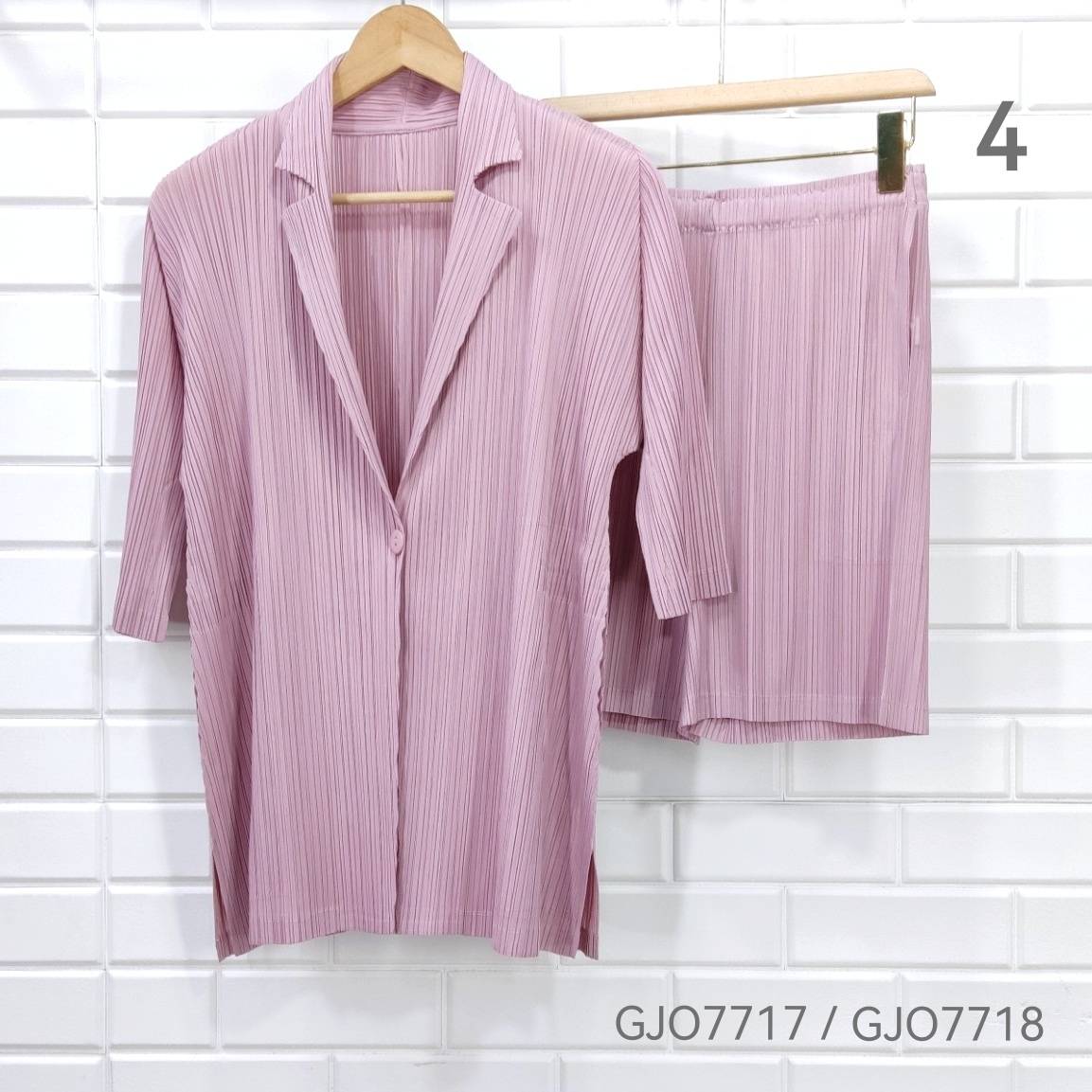 2MUAY รุ่น GJO7717/GJO7718 ชุดอัดพลีท เซ็ตพลีทคุณภาพ 9สี FREE SIZE CARDIGAN/BLAZER PLEATED SET