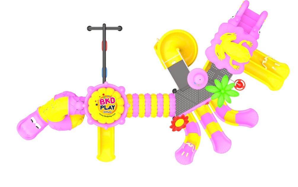 เครื่องเล่นสนามกลางแจ้ง,ชุด ปราสาทมงกุฎชมพู สไลเดอร์, กระดานลื่น, ของเล่นเสริมพัฒนาการ, ราคาโรงงาน