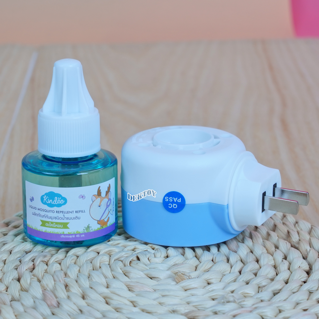 Kindee คินดี้ เครื่องไล่ยุงไฟฟ้า รุ่นไร้สาย พร้อมน้ำยา กลิ่นตะไคร้หอม