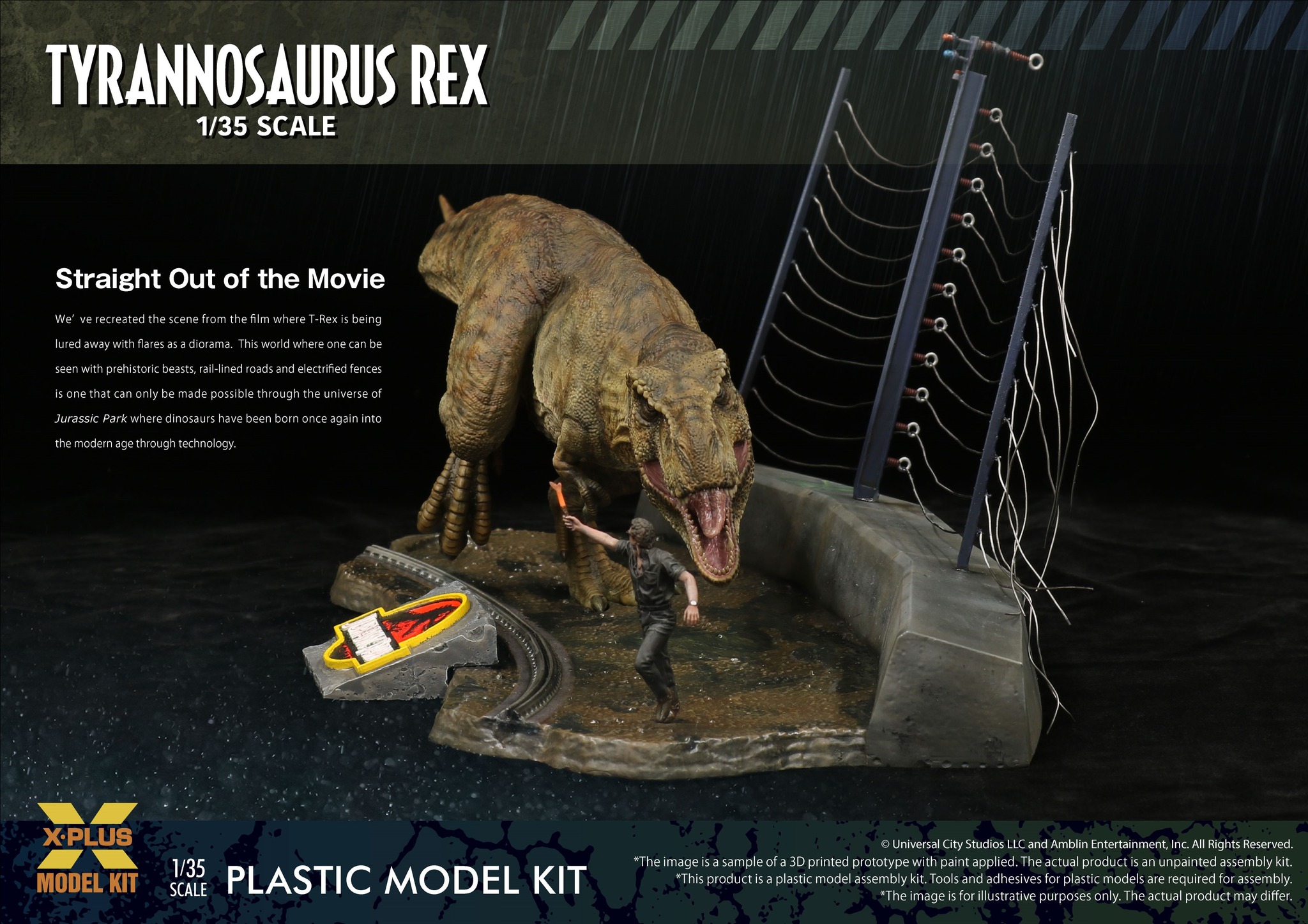 [สั่งจอง] X-PLUS 411-200130C 1/35 : Jurassic Park T rex [Model Kit]
