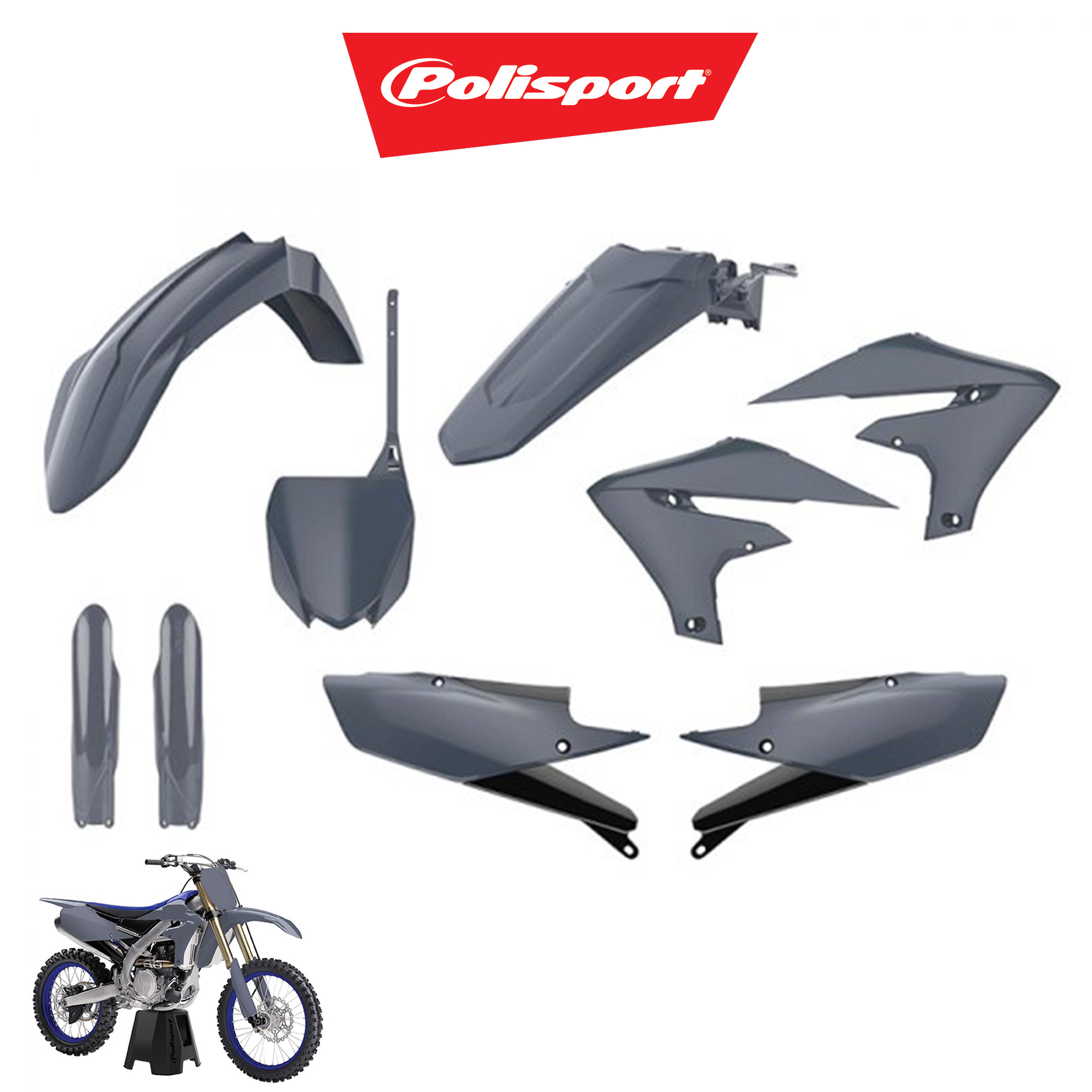 ชุดพลาสติก Polisport Nardo Gray Complete Plastic Kit YZ250F 2019-2020 สีเทา