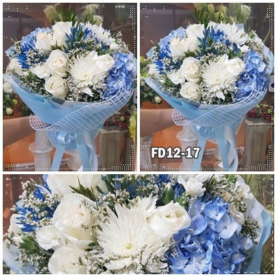 FD12-17 : ช่อไฮเดรนเยีย-กุหลาบขาว
