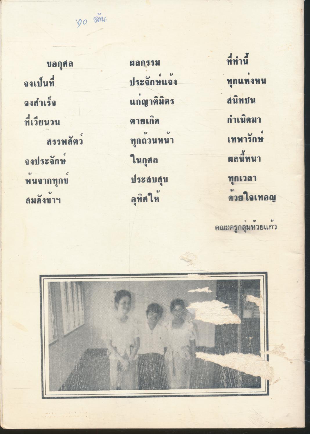 ที่ระลึกในงานฌาปนกิจศพ อาจารย์นวรัตน์ สังสะโอภาส