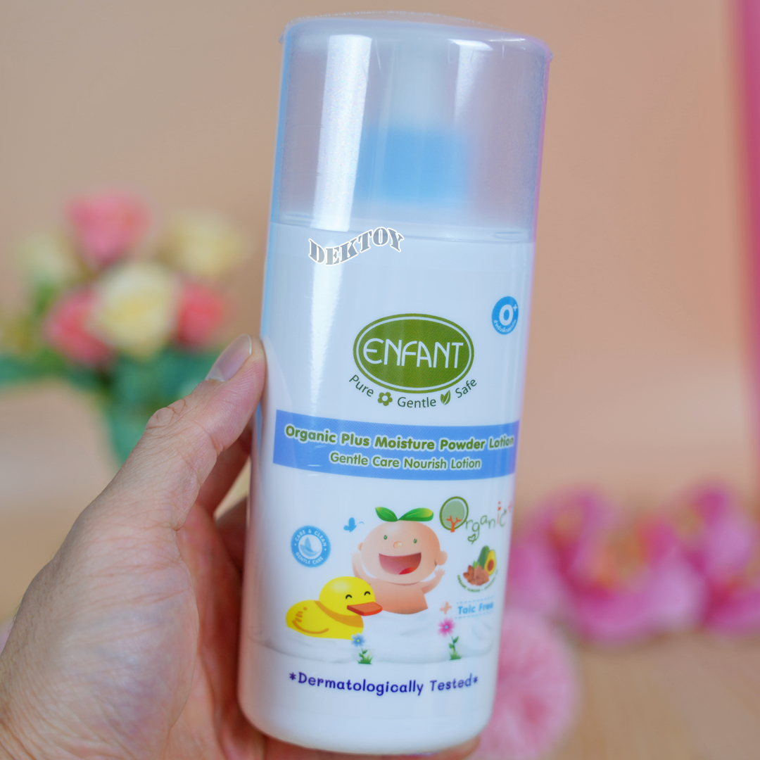 Enfant อองฟองต์ แป้งเด็กเนื้อโลชั่น Oganic plus Moisture Powder Lotion ใช้ได้ตั้งแต่แรกเกิด 250มล.