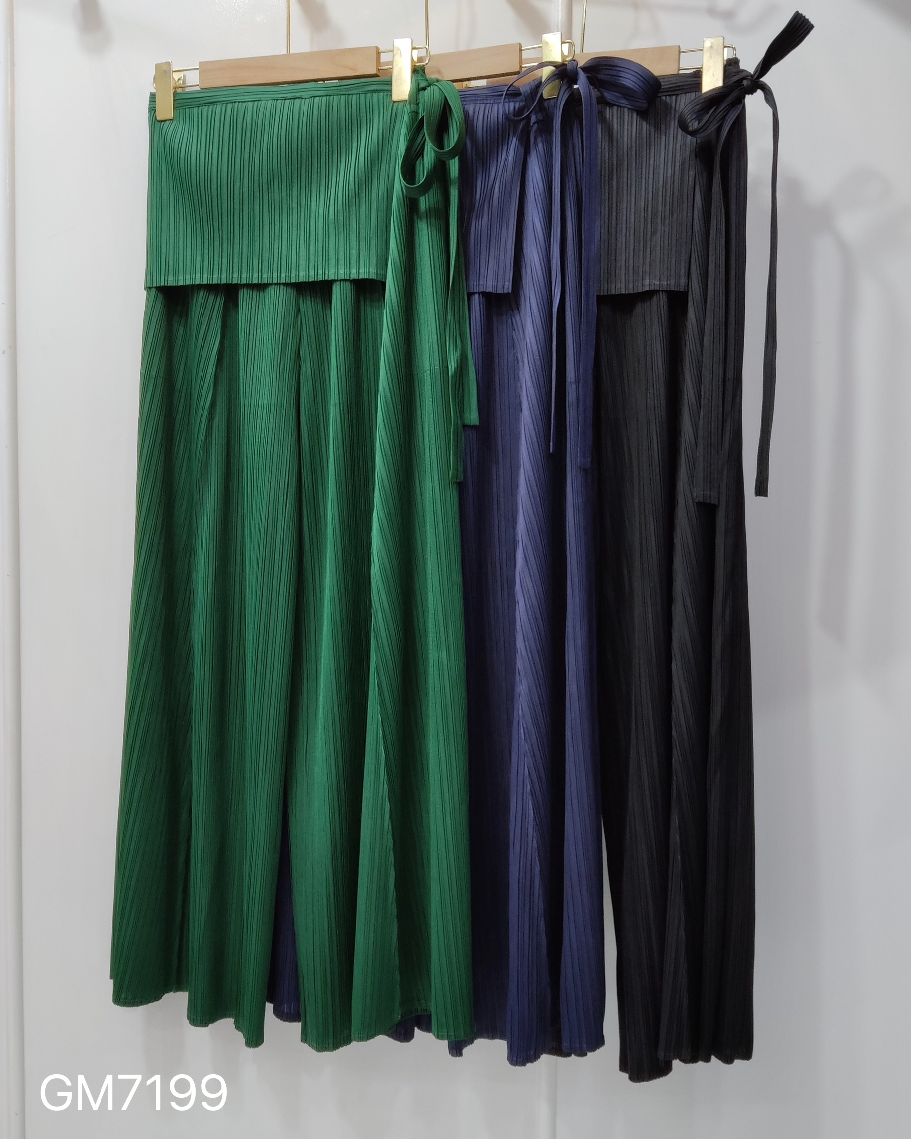 ยาว 38 นิ้ว 2MUAY รุ่น GJO7199 กางเกงอัดพลีท WRAP WIDE-LEG PLEATED PANTS 3 สี FREE SIZE