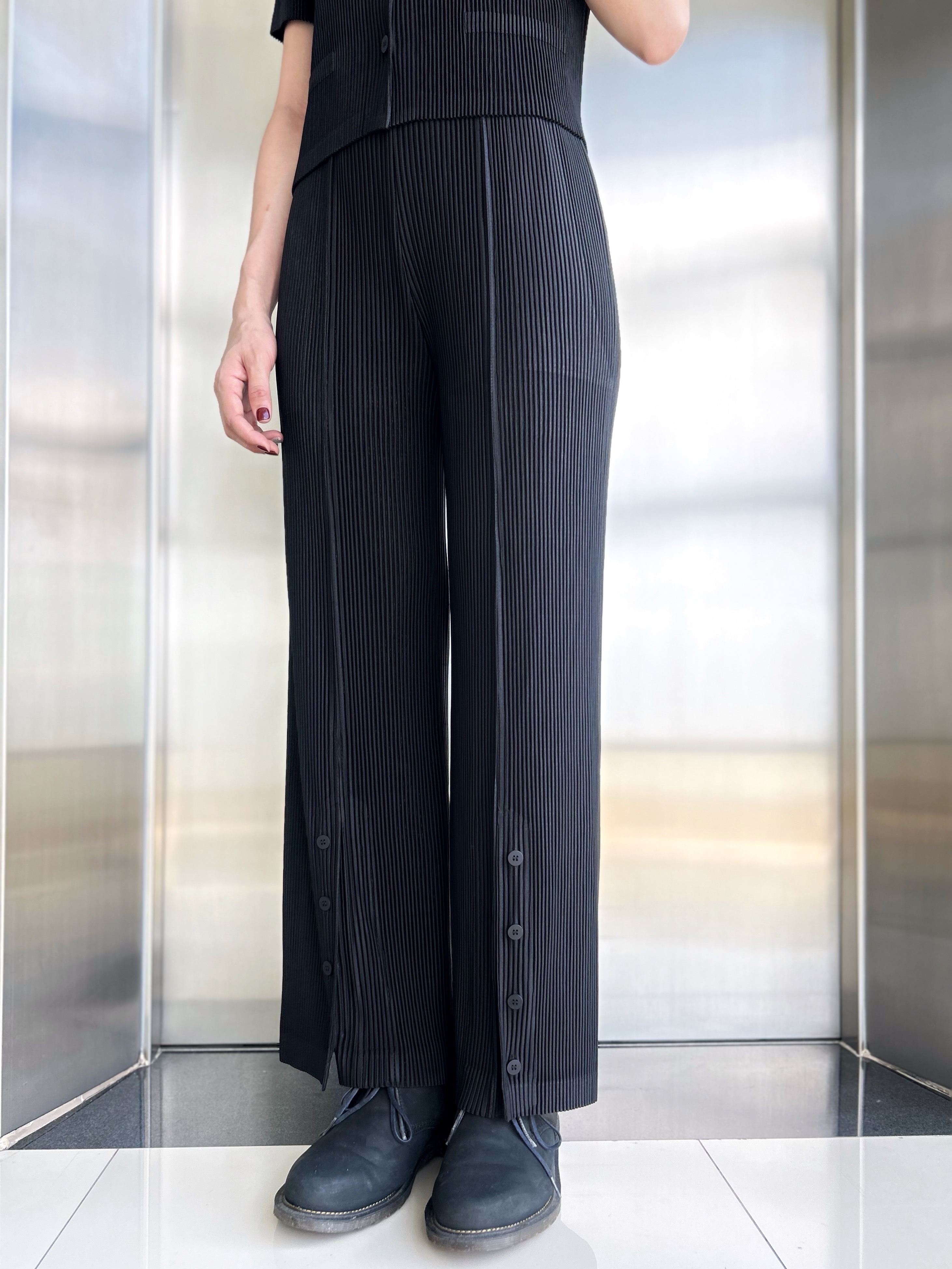 ยาว 38.5 นิ้ว 2MUAY รุ่น GJO1871 กางเกงพลีทคุณภาพ THICK STRAIGHT LEG SPIT FRONT PLEATED PANTS 10สี FREE SIZE