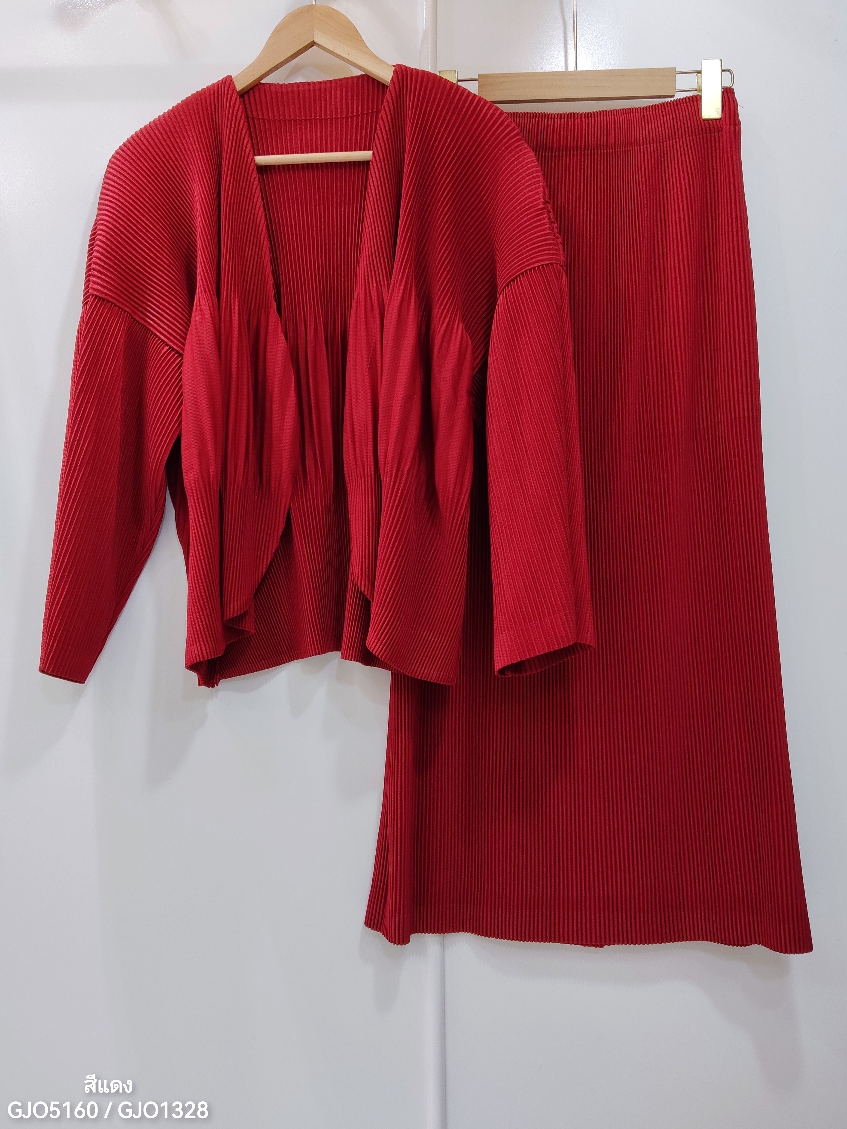 เซ็ต 2ชิ้น! 2MUAY รุ่น GJO5160 / GJO1328 เซ็ตพลีท THICK OPEN FRONT CARDIGAN WITH SKIRT PLEATED SET 12 สี FREE SIZE