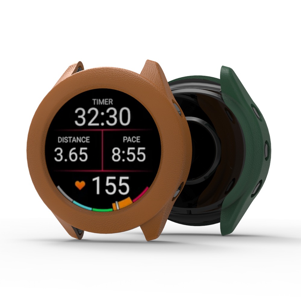Shopdodi เคส สำหรับ Garmin Forerunner 570 47mm 42mm Case เคสกันกระแทก ไม่ปิดทับหน้าปัด ยางTPUลายหนัง
