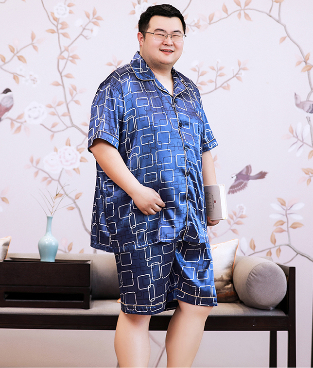 ชุดนอนผู้ชายไซส์ใหญ่ ผ้าซาติน ลายสี่เหลี่ยม
