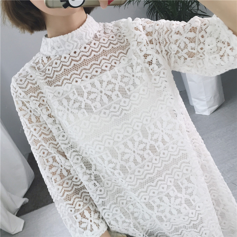 ชุดเดรสลูกไม้คอปิด ซิปซ่อนด้านหลัง ลายลูกไม้ตามแบบ มี 3 สี ดำ/เทา/ขาว