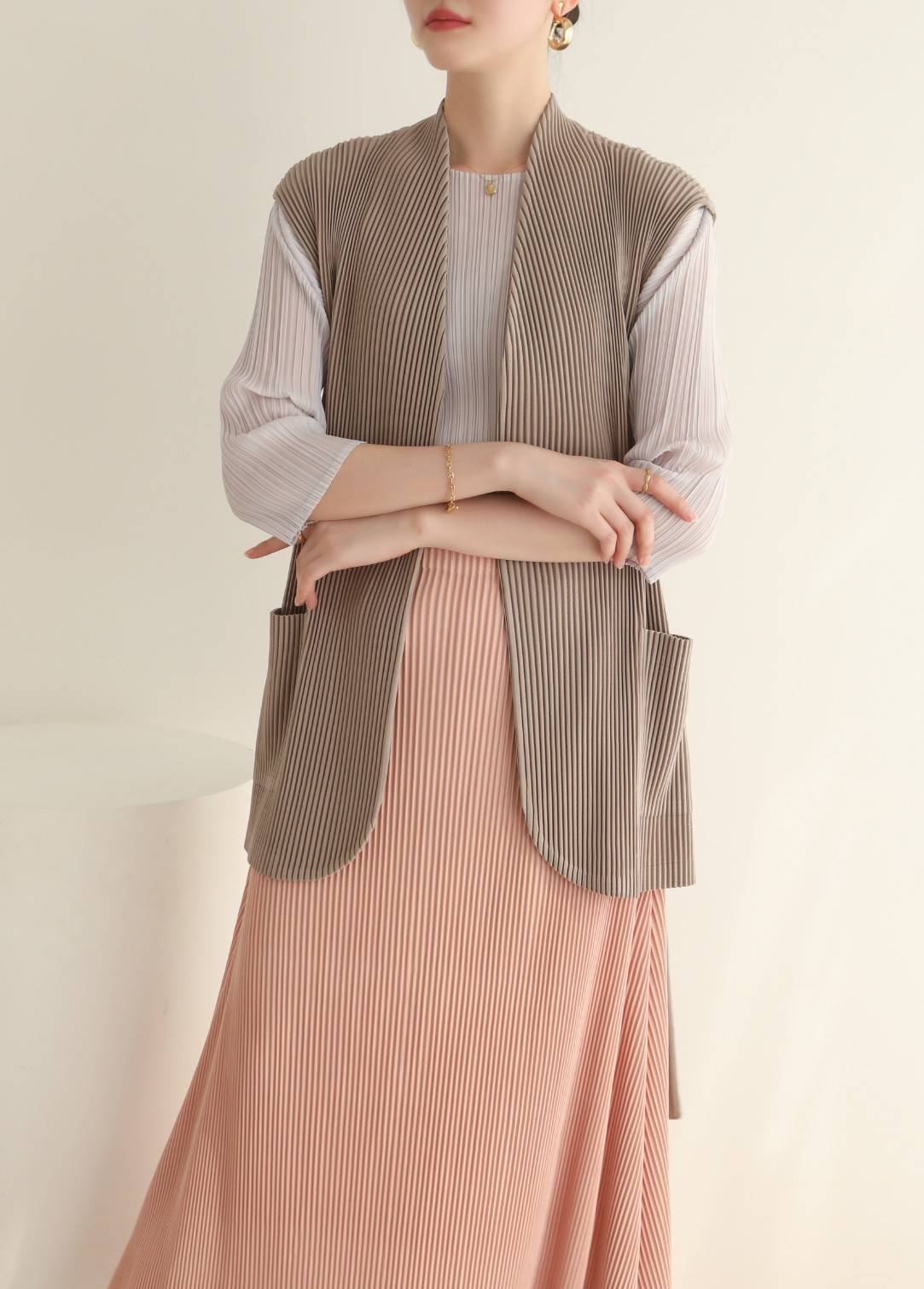 2MUAY รุ่น GJO8760 THICK WAIST TIE PLEAT CARDIGAN เสื้อคลุมผู้หญิง เสื้อคลุมพลีทคุณภาพ 8สี FREE SIZE