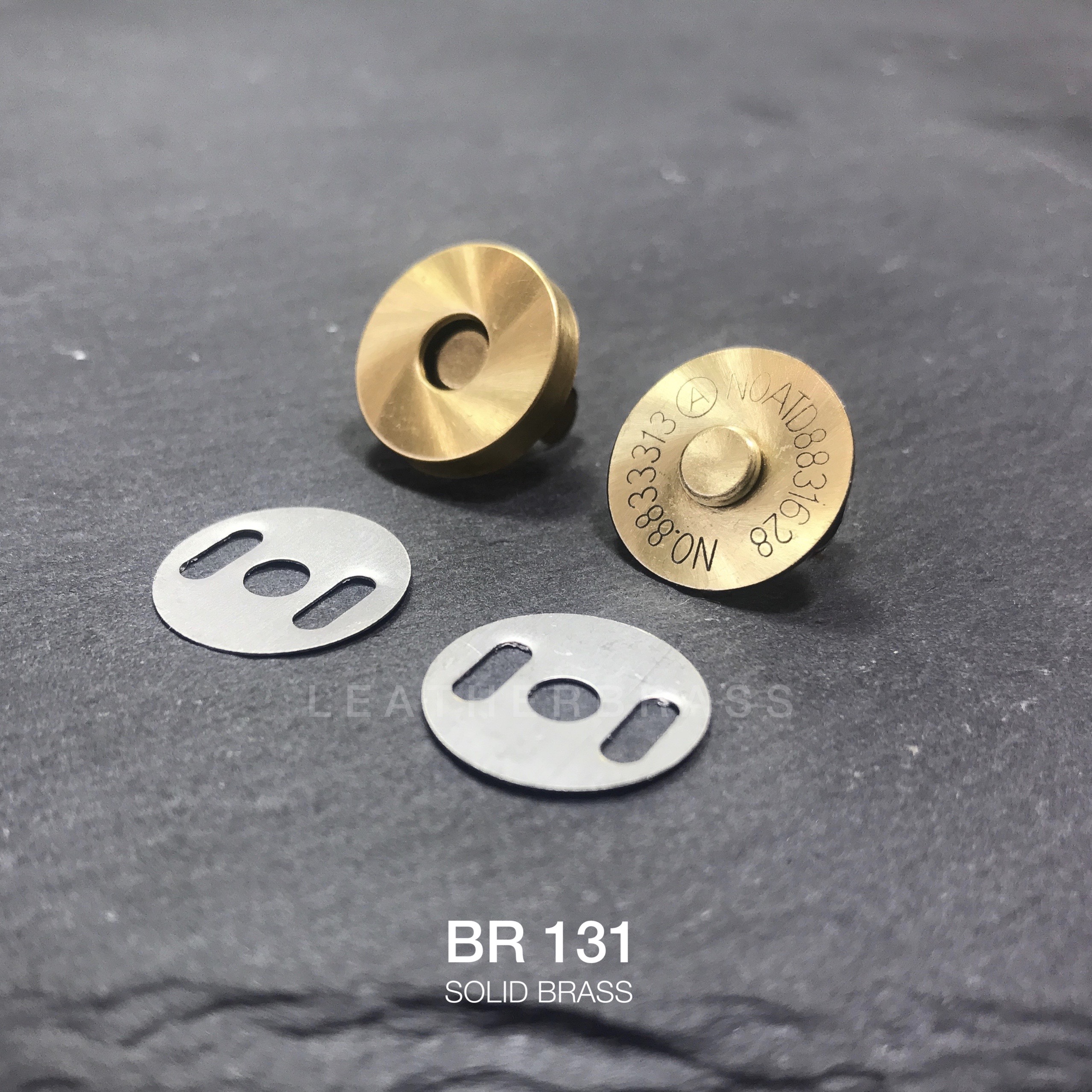 BR131-14 แม่เหล็กกระเป๋ารุ่นทองเหลือง 14 มิล สำหรับทำล็อคกระเป๋า **ราคาต่อชิ้น** อุปกรณ์งานหนัง leatherbrass