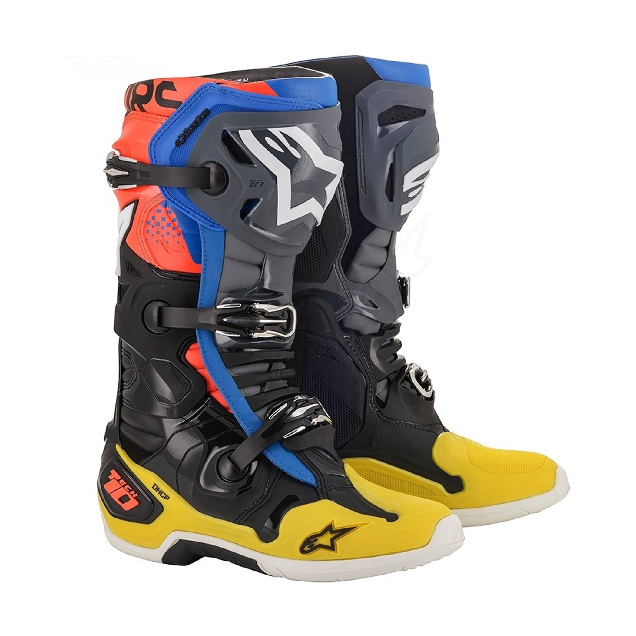 รองเท้า Alpinestars Tech 10 Black/Yellow/Blue/Fluo Red
